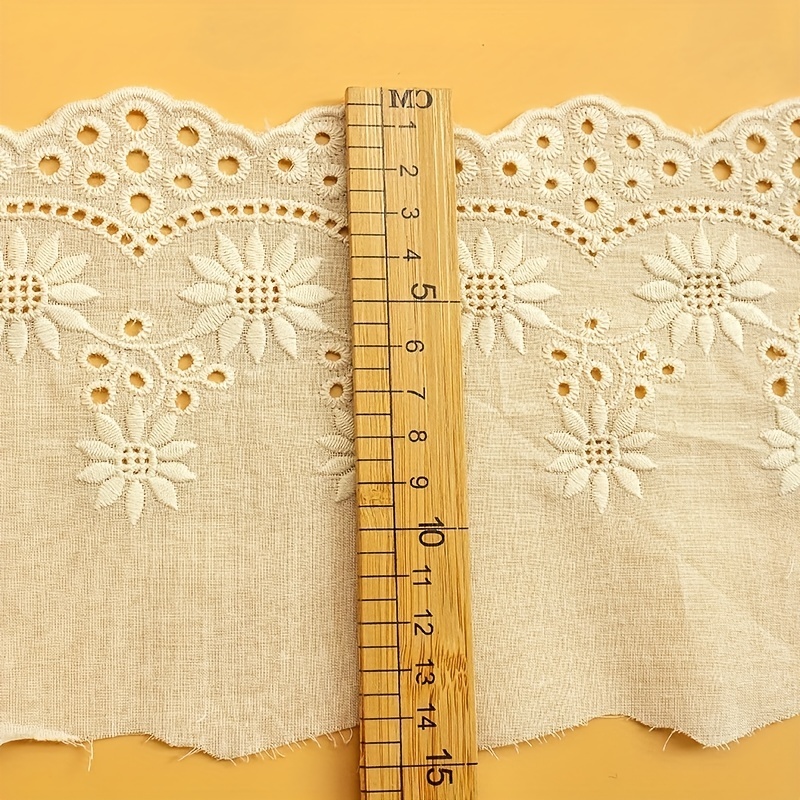 2 Yards of 27cm Width Sunflower Embroidery Eyelet Lace Cotton