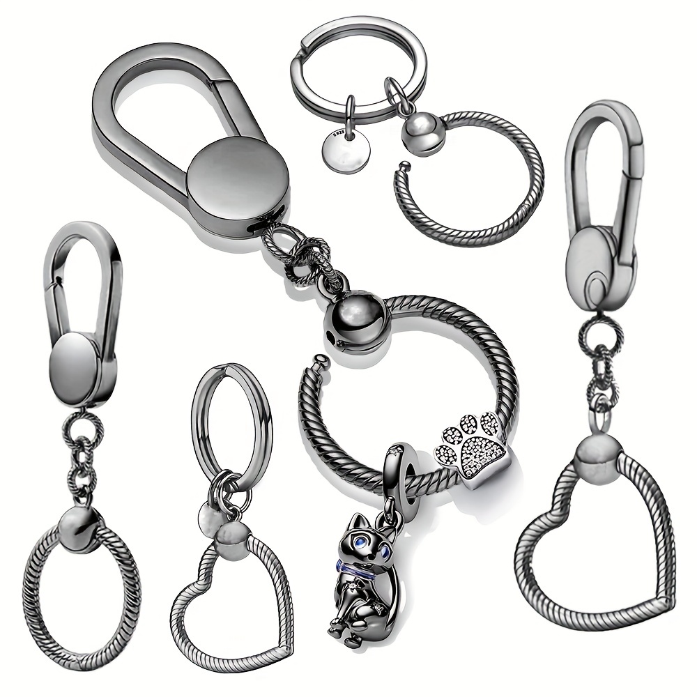 1pc Heart Shape Keychain Clips Mini Carabiner Alloy Durable Quick Release Spring Key Chain Ring Clip with Cute Cat,Temu