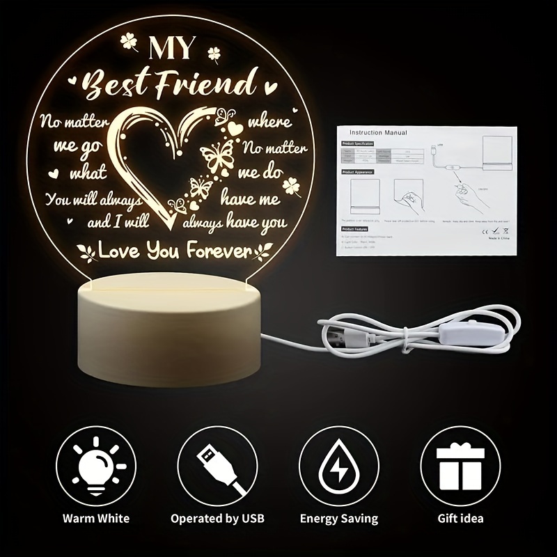 Friendship Gifts For Women Friends Engraved Night Light Gift - Temu