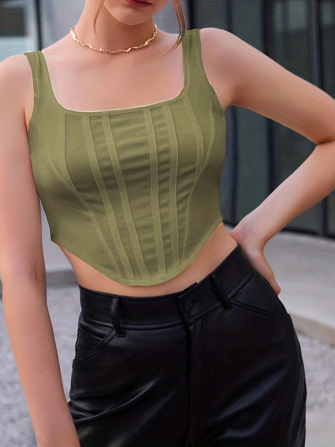 Women Sexy Front Tie Corset Top Y2k Going Out Camisole Vest Tops Tight Open  Back Irregular Cropped Tanks Summer (Army Green, S) at  Women's  Clothing store