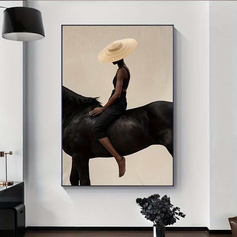

1pc Modern Light Luxury Canvas Poster, Black Horse Canvas Wall Art, Artwork Wall Painting For Bathroom Bedroom Office Living Room Wall Decor, Home Decoration, No Frame