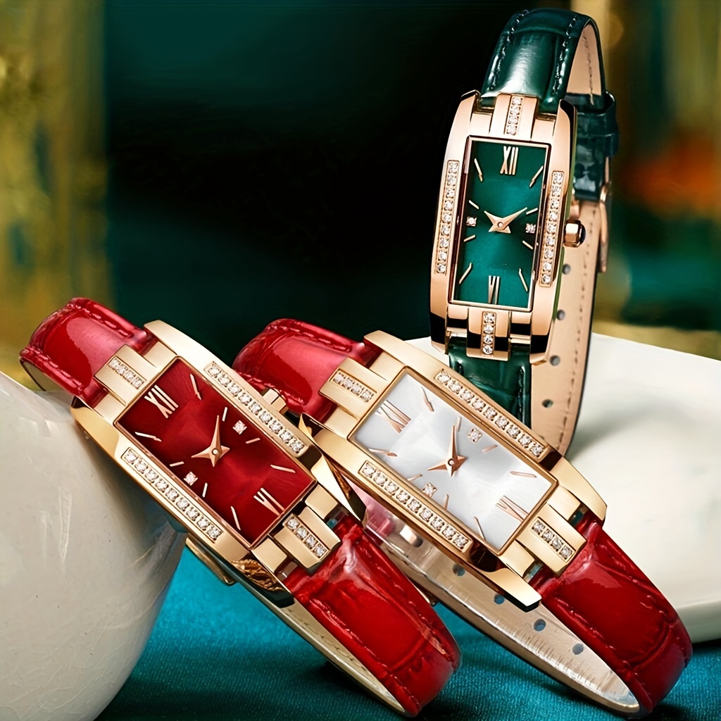 Reloj Cuarzo Moda Vintage Lujo Números Romanos Cuadrados - Temu