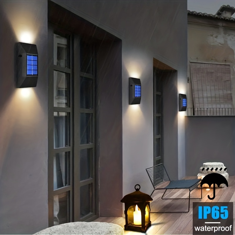 2 Pièces Appliques Solaires Haut Et Bas Lampes Solaires étanche Intérieur  Extérieur LED Applique Murale Pour Jardin Patio Garage Allée Voie 
