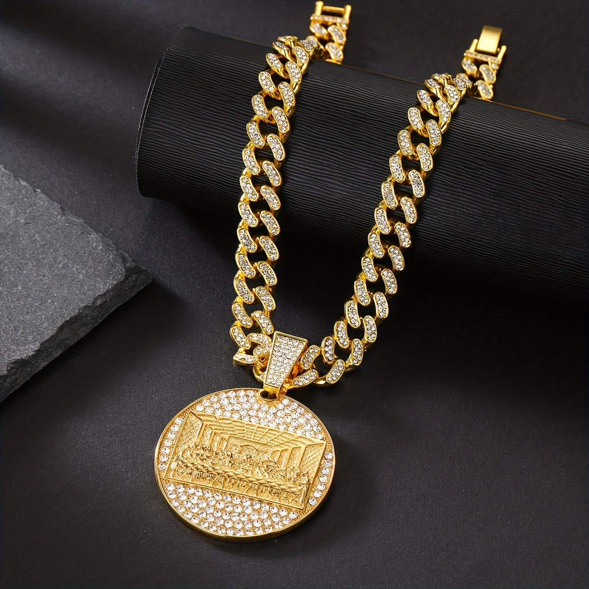 Last Supper Pendant Necklace with Cuban Link Chain