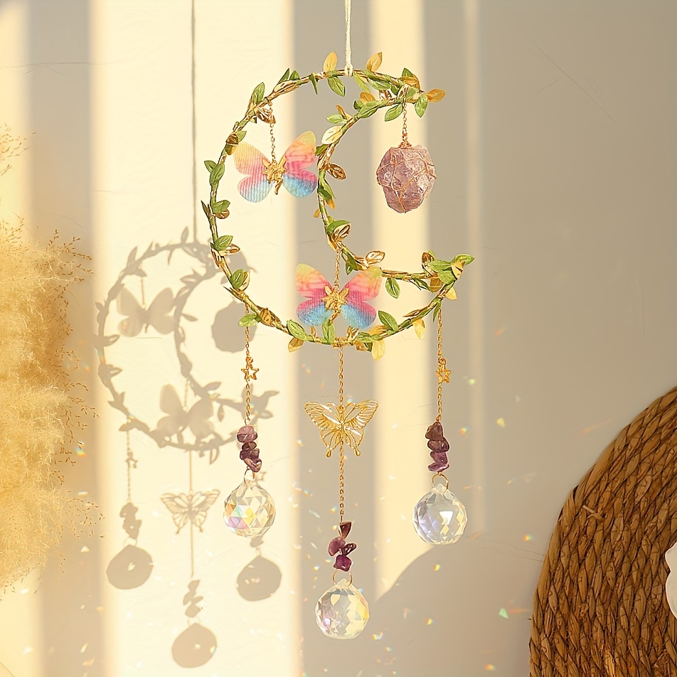 Amethyst Crystal Suncatcher - Hanging Gold Plated Garden Sun Catcher for  Windows, Healing Amethyst Crystal Decor for Home, Gift for Christmas  Birthday