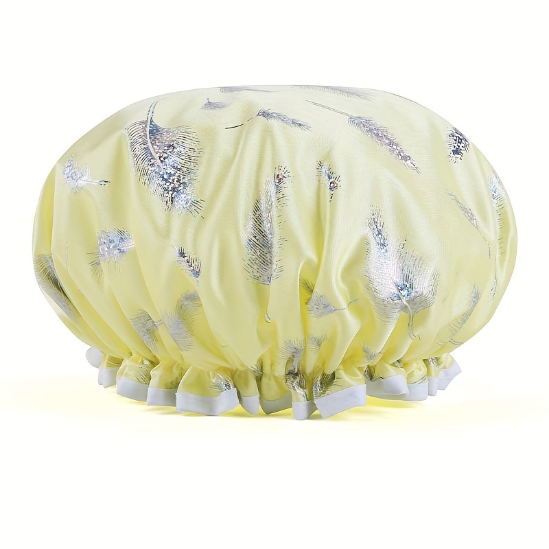 Double Layer Shower Cap Waterproof Reusable Bath Hair Hat for Women
