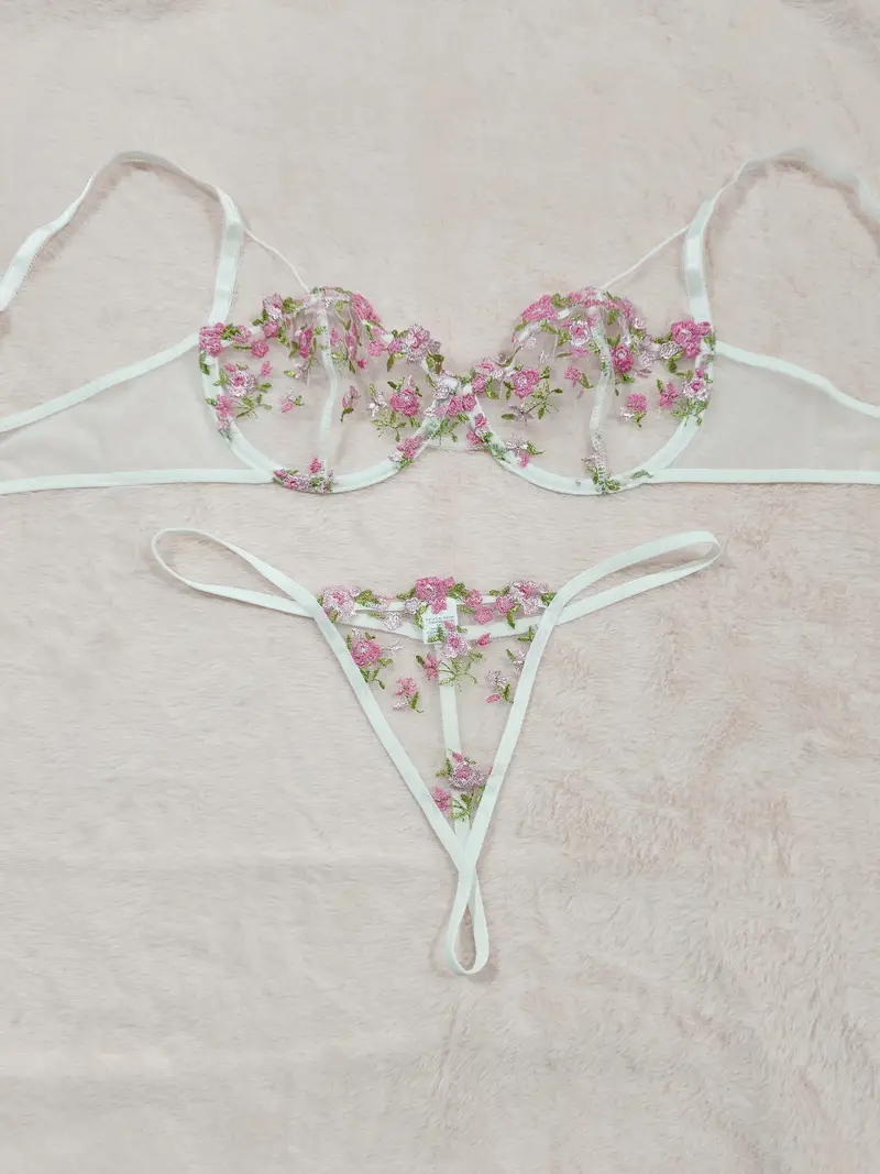 Floral embroidered lingerie