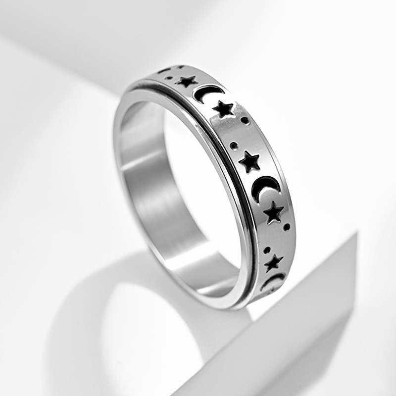 Moon Star Stainless Steel Rotating Ring