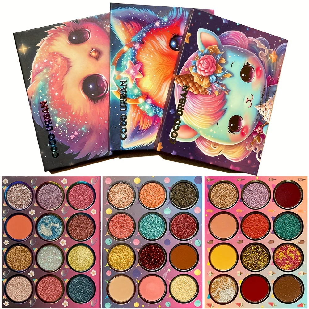

Anime Cosplay Eyeshadow Palette - 12 Colors Of Matte And Shimmer Glitter Eyeshadow With Coral And Golden Tones