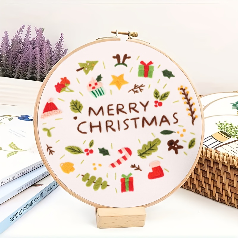 Christmas Theme Embroidery Kit Diy Self Embroidery Material - Temu