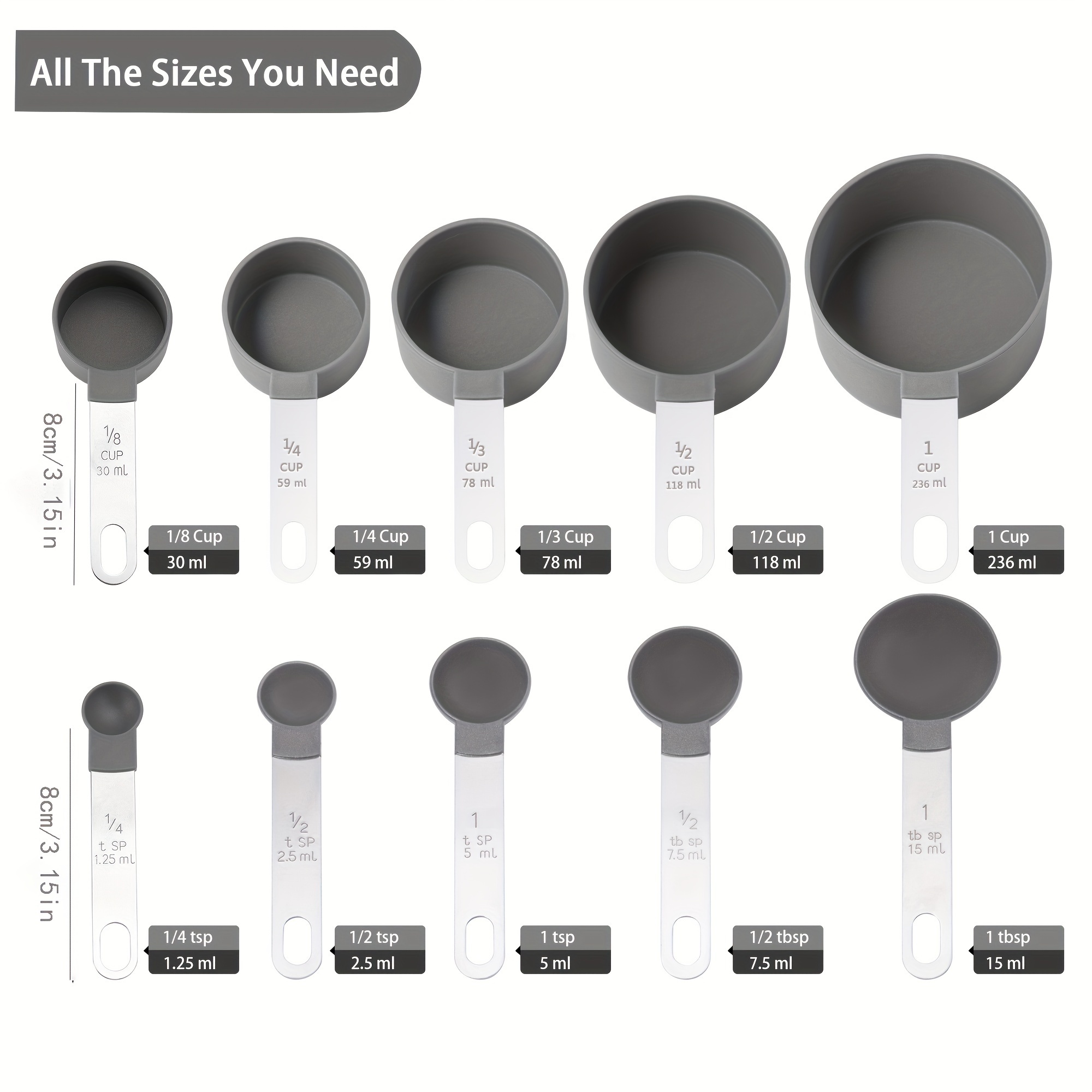 CLEARANCE! Measuring Spoons Sets of 6 with Tablespoon, Teaspoon, 3/4 tsp,  1/2 tsp 1/4 tsp 1/8 tsp, Slim Design Measuring Cups for Dry Spices and  Liquid Cooking, Stackable Spoons Easy Storage, S5629 