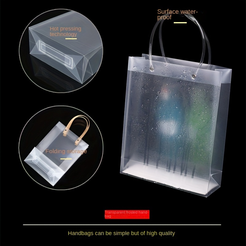 Pvc Transparent Shopping Tote Bag, Plastic Frosted Gift Bag