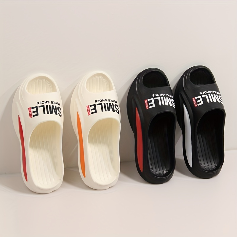 Men's Color Block Slide Slippers Soft Sole Non Slip Open Toe Shoes