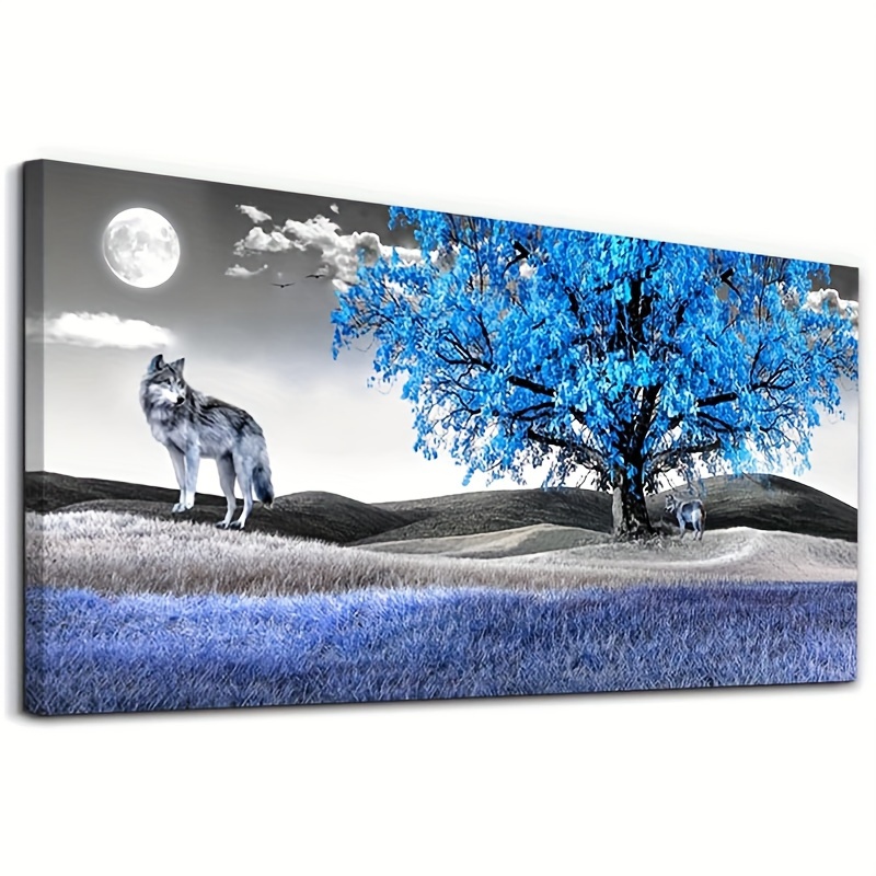 Blue Tree, Black and White Landscape