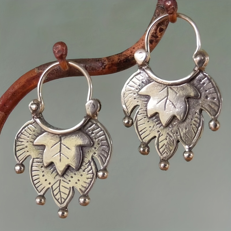 Ancient Golden Color Tree Branch Hoop Earrings Carved - Temu