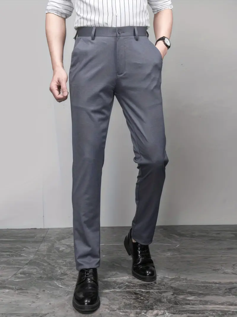 Pantalones Traje Ajustados Diseño Clásico Semiformal - Temu