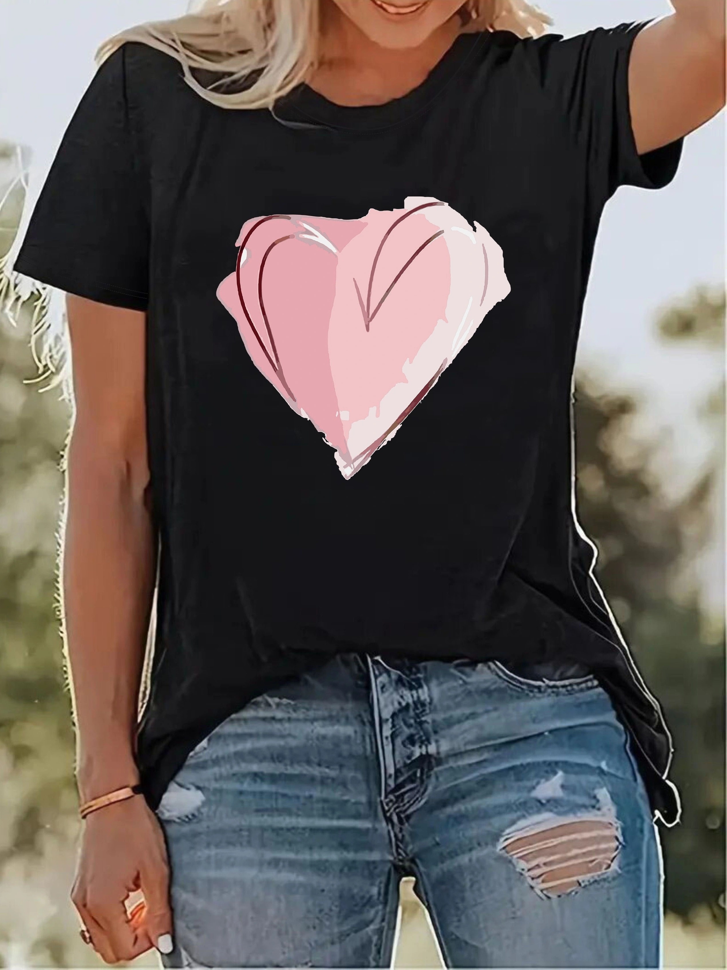 Womens Heart Tee - Temu Canada