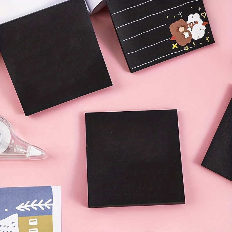 50 Sheets Simple Black Sticky Notes Student Portable Mini Black Memo Pad