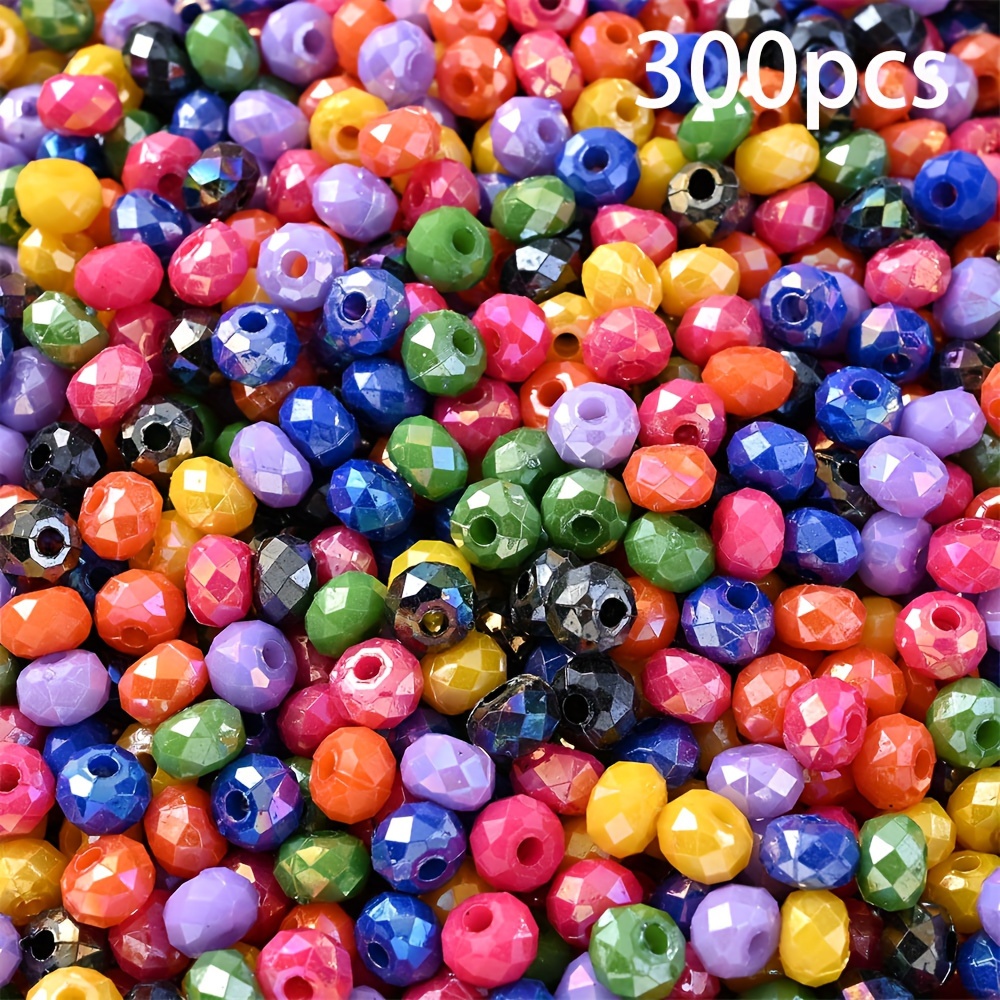 TEMU 300pcs Acrylic Wheel Beads Plated Ab Random Color Loose Spacer Beads For Jewelry Making Bracelet Necklace Additions