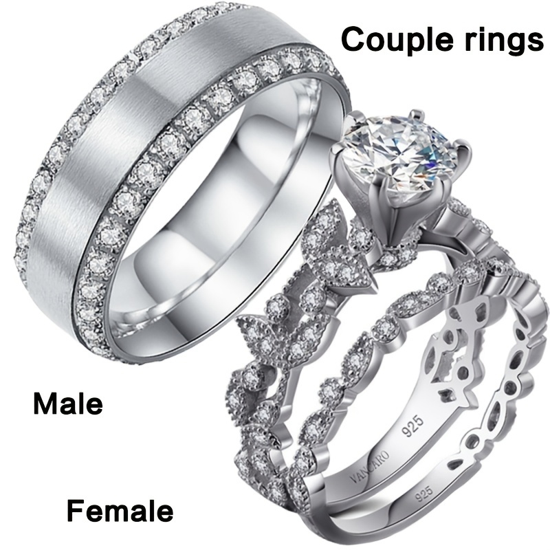 Alloy Wedding Engagement Ring Set