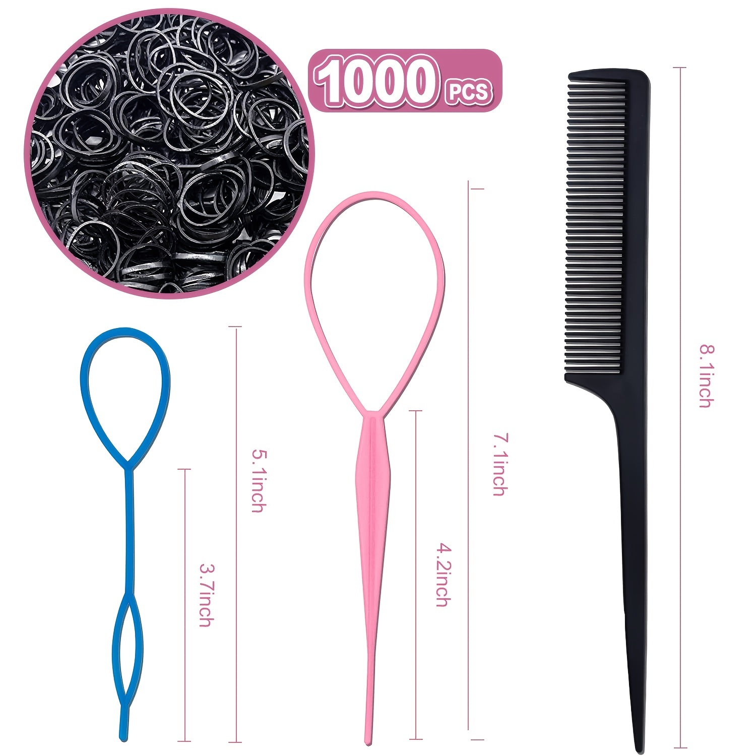6Pcs Hair Loop Styling Tool Set with 4 Topsy Tail Hair Tools