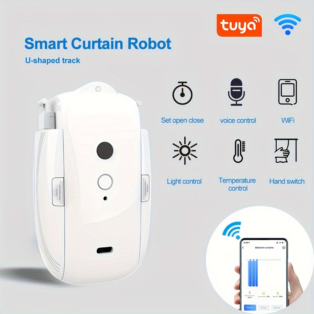 Ouvre-rideau automatique sans fil intelligent Tuya, télécommande vocale,  moteur de rideau, WiFi BT, robot pour Alexa, Google Home