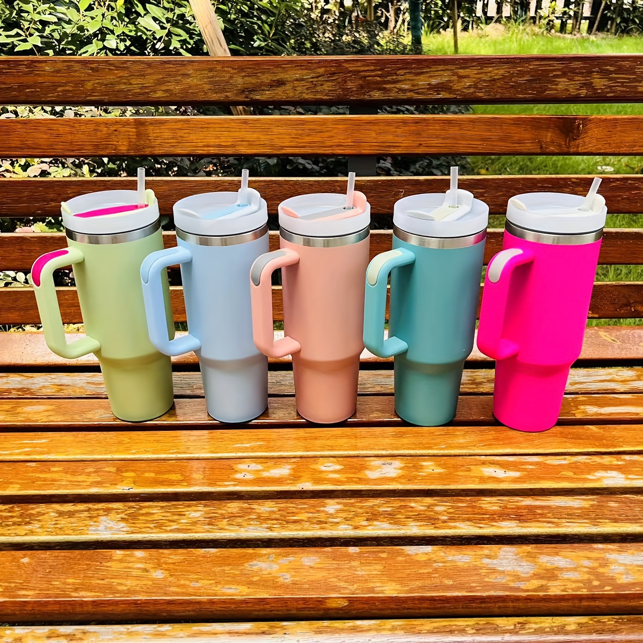 Large Capacity Insulation Tumbler With Straw, Portable Car Cup With Handle,  Suitable For Car, Home, Office, Travel, Birthday Gifts - Temu