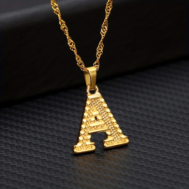 Golden Initial A Pendant Necklace Letter A Alphabets Charm