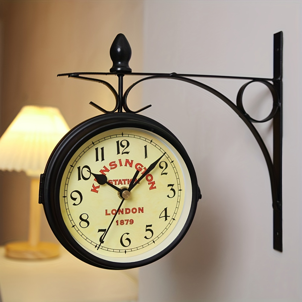 NEWIMAGE Reloj Pared Cocina Retro de Doble Cara 21 cm Vintage Grande  Decoracion Pared Salon Reloj de Pared Hogar Redondo para Colgar en Pared  Decorativo Hierro Patio Interior Exterior : : Hogar