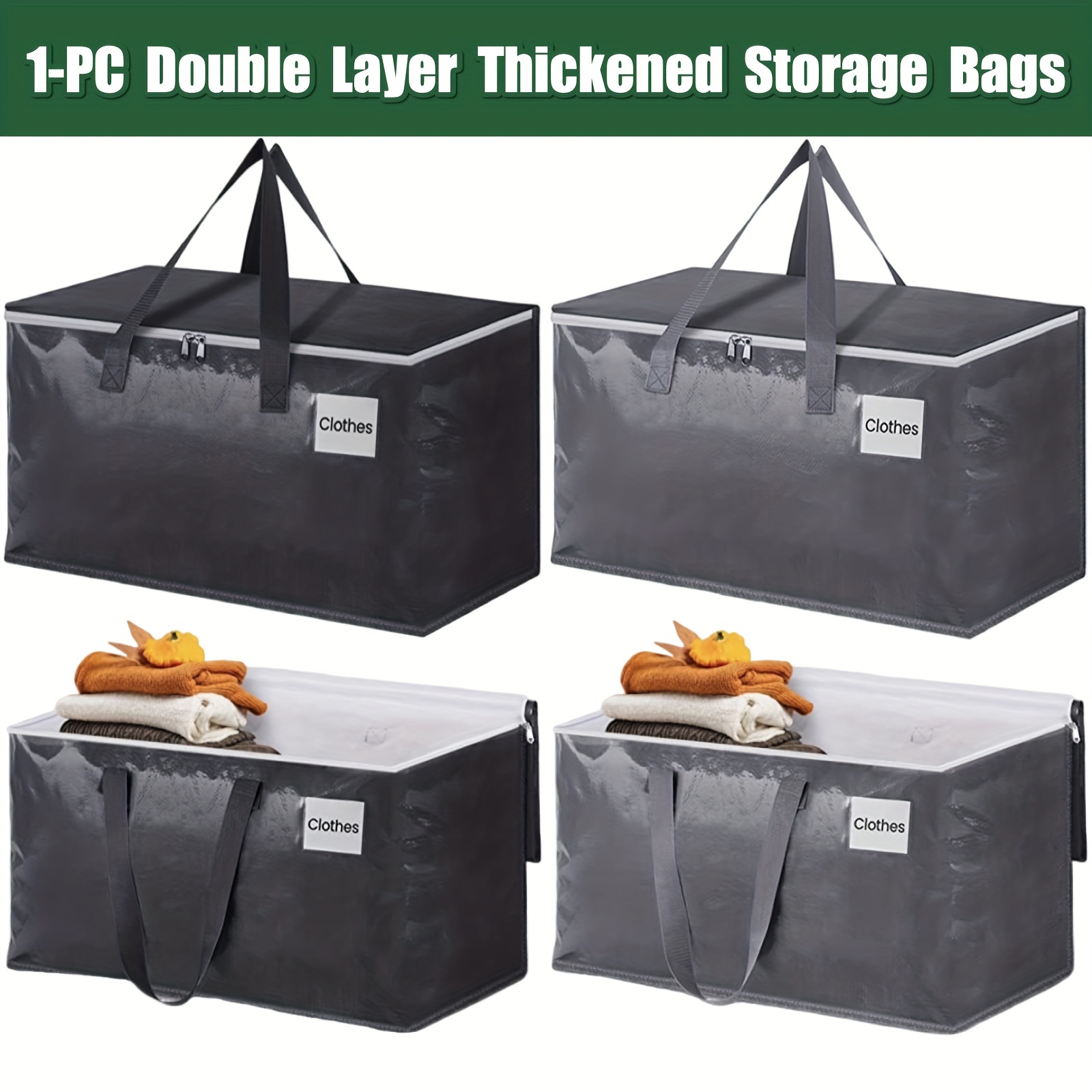 Clear Large Moving Storage Bags, Foldable Tote For Space Saving,  Alternative To Moving Boxes, Packing Supplies, Plastic Storage Bins - Temu