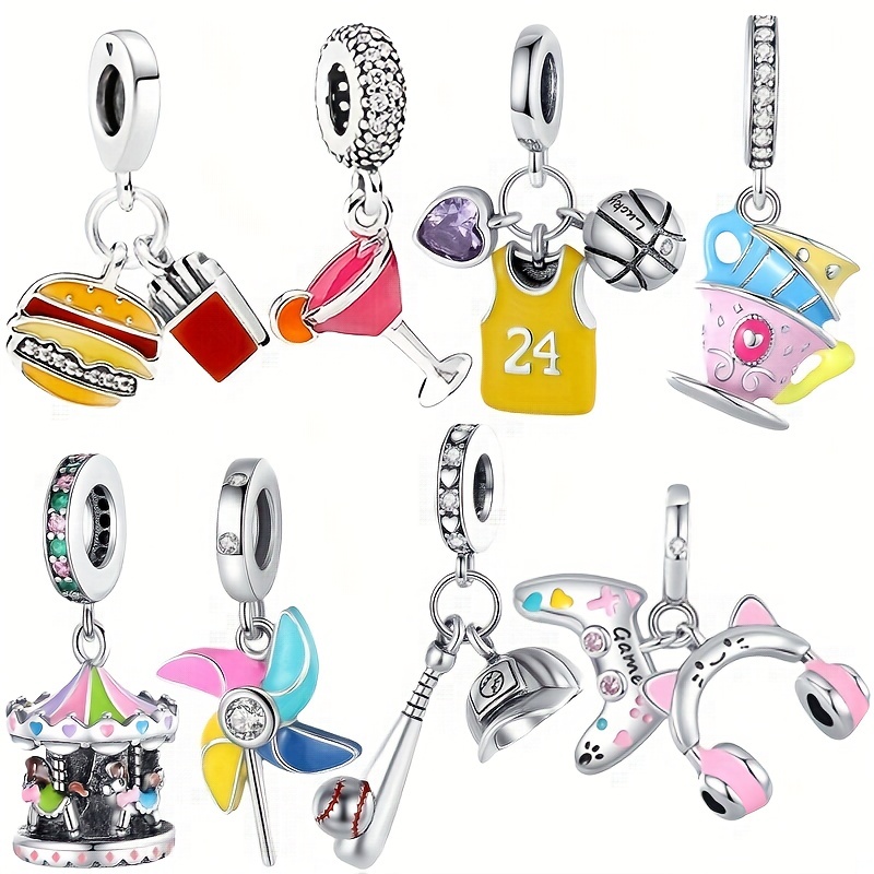 Pandora Inspired Golfer Charm Bracelet, Golf Ball Club Bag Sneaker