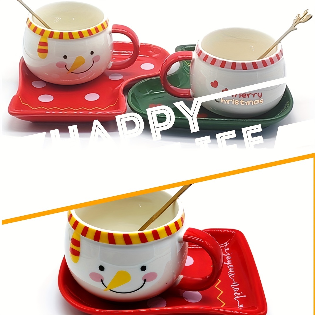 Christmas Ceramic Coffee Tea Cup Mug Cute Snowman Mug Red - Temu