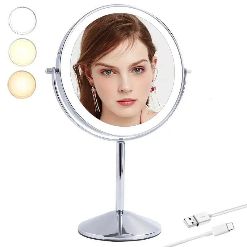 Miroir Grossissant Avec Lumière Miroir De Maquillage Éclairé - Temu France