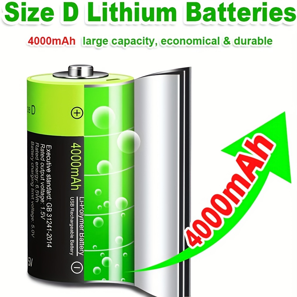 D Cell Batteries Usb Rechargeable Lithium D Batteries 1.5v / - Temu