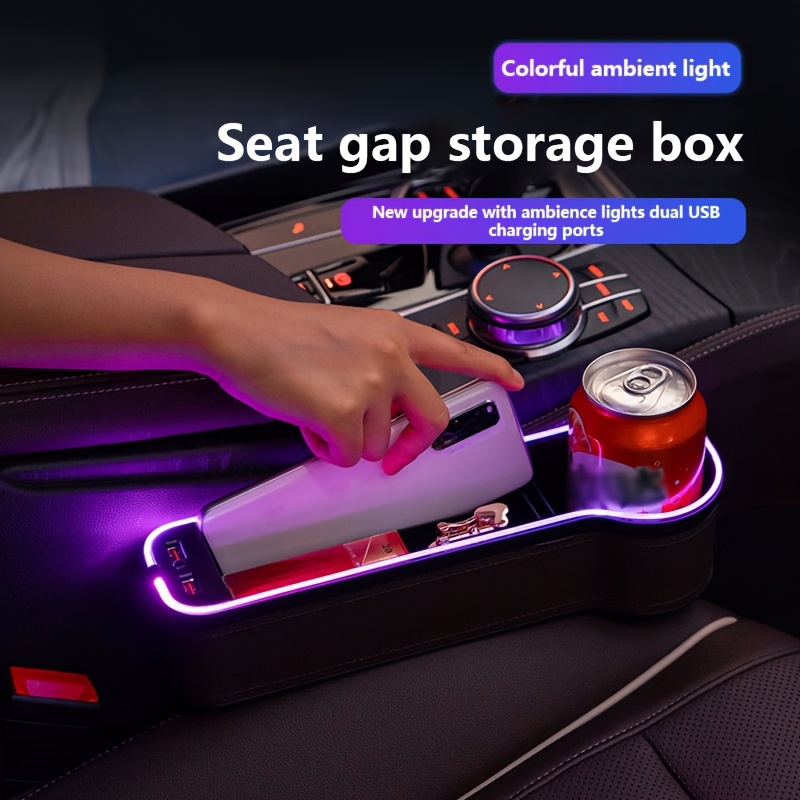  Universal Car Seat Gap Filler Organizer,Storage Box with Cup  Holder Dual USB Ports,2 Charging Cables and Wireless Charger,Cigarette  Lighter,Car Front Seat Box for Multifunctional Car Interior Access :  Automotive