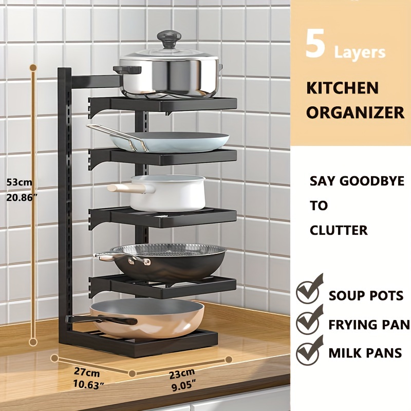 Pots And Pans Organizer For Cabinet, Heavy Duty Pot Organizer Rack For  Under Cabinet, Adjustable And Snap-on Pot Rack, Kitchen Accessories - Temu  Germany