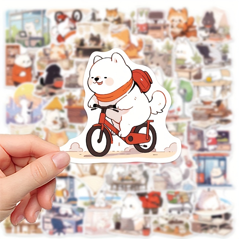 50pcs Cute Animal Day Graffiti Stickers Creative For Laptop Computer Guitar Water Cup Notebook Diary Decoration Stickers