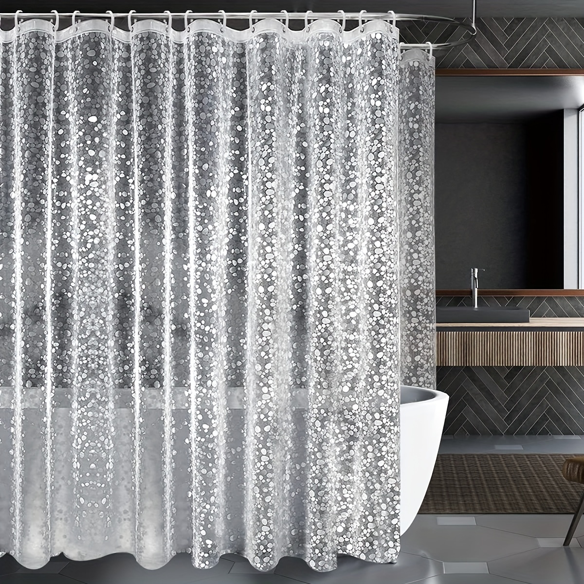Shower Curtain Liner Waterproof 3d Cobblestone Pattern - Temu