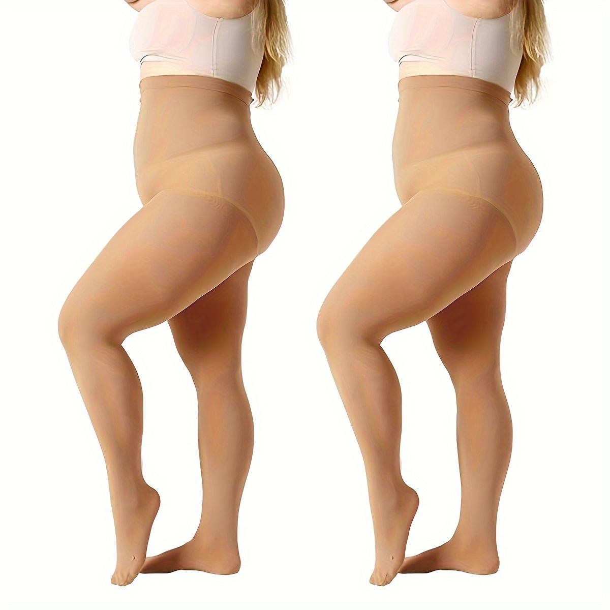Plus Size Casual Pantyhose Women's Plus Solid Tummy Control - Temu
