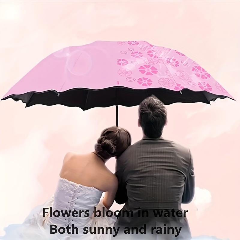 

1pc Manual Folding Umbrella, Black Glue Sunshade Umbrella, For Sunny And Rainy Days