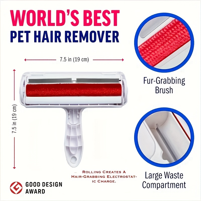 Reusable Pet Hair Remover - Lint Roller & Animal Fur Removal Tool for  Furniture, Carpet & More!