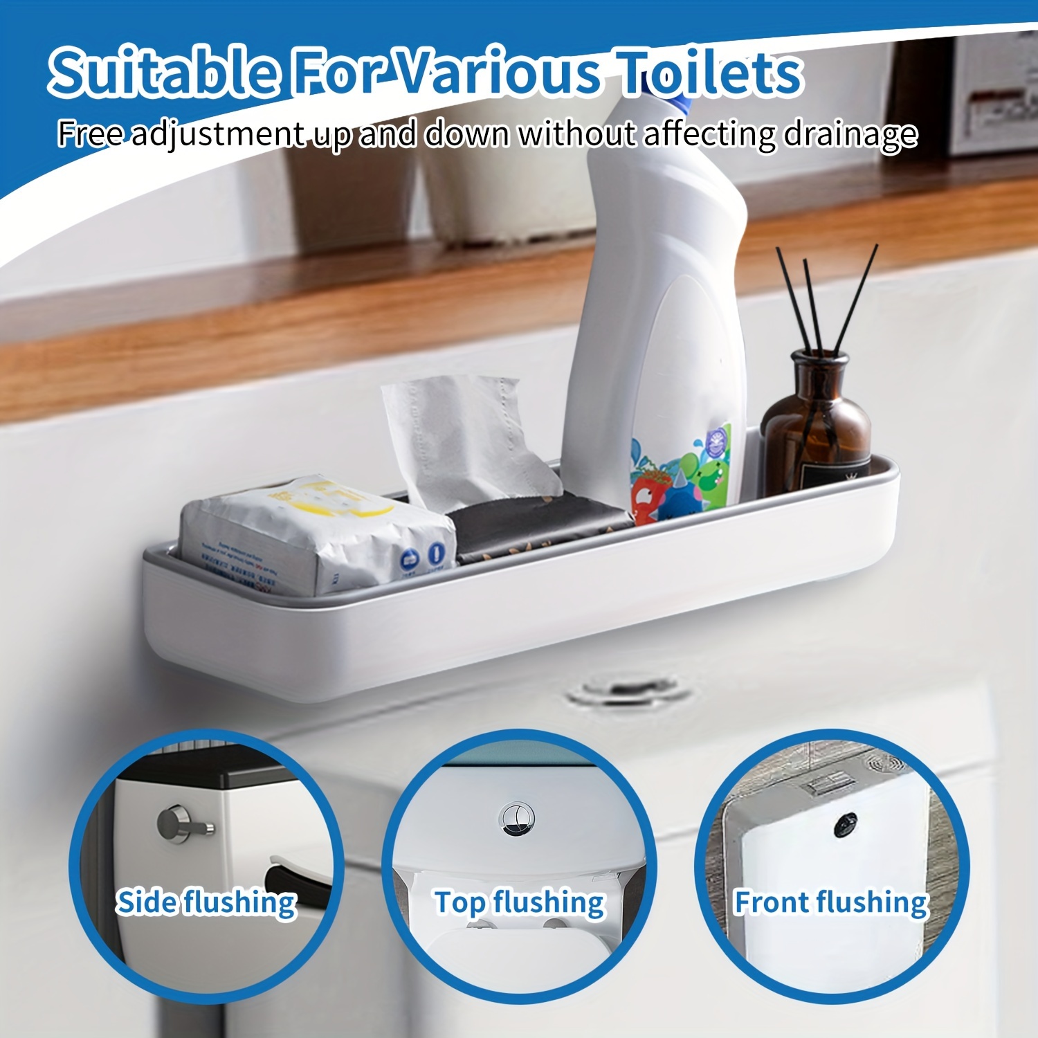 1pc Toilet Tank Top Storage Tray, Wall Mounted Drainage Shelf For