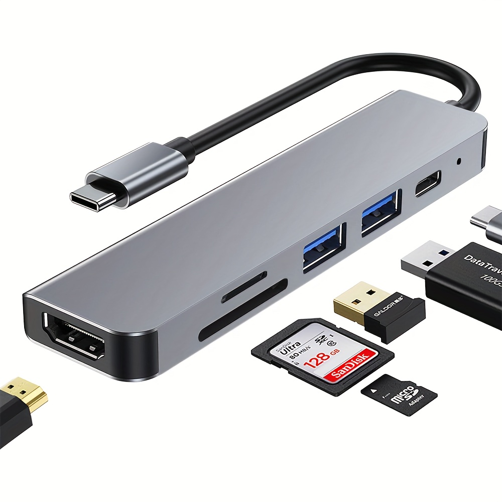 Adaptador multipuerto USB C Hub - Dongle portátil 10 en 1 con HDMI