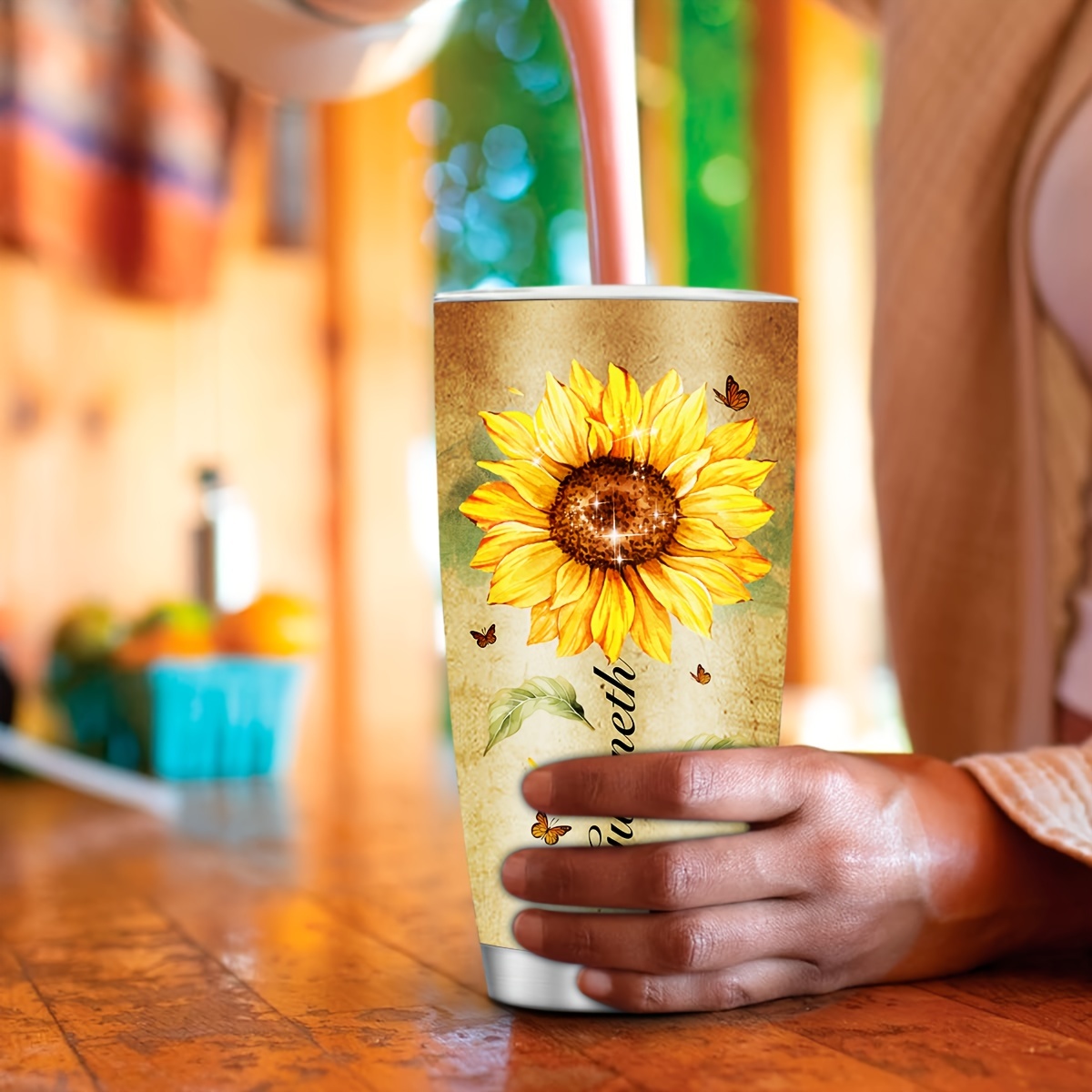 Sunflower Tumbler With Lid And Straw Gifts For Women Tumbler - Temu