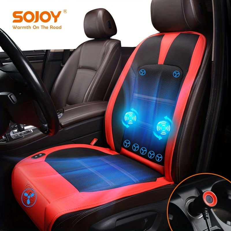 Sojoy Seat Cooler With Massage For Car Driver, 12volt Cooling Car Seat Cover  With Fans, Levels Of Airflow And Auto Power On And Off (blackred) Temu  Bahrain
