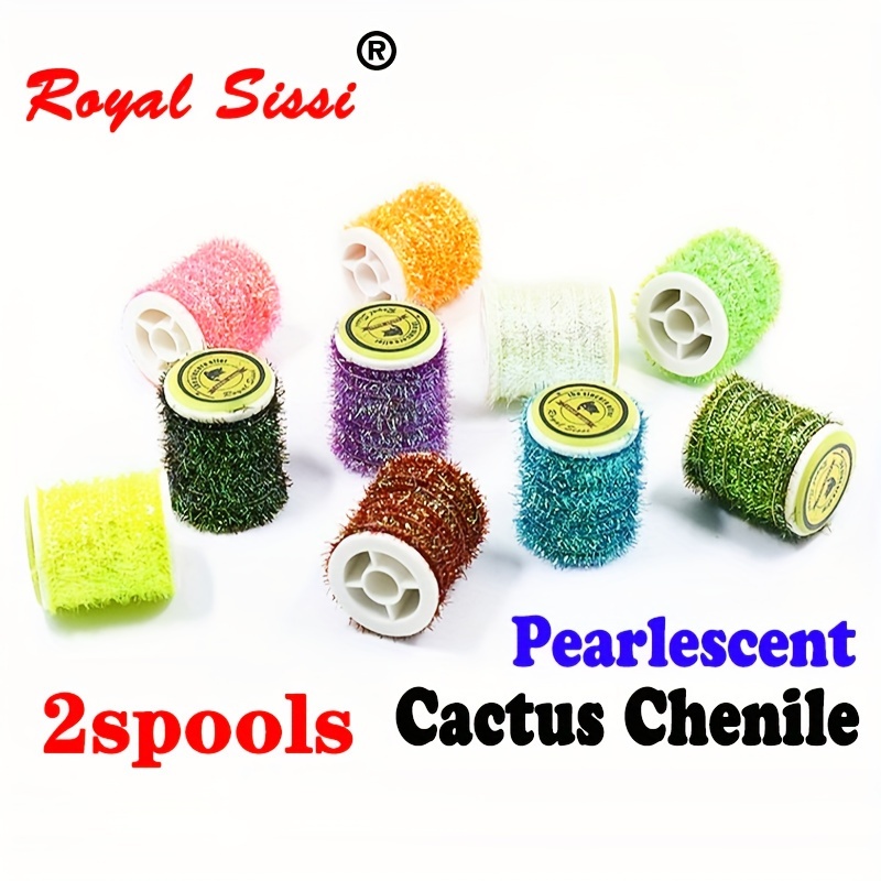 

2 Spools/pack Fly Tying Pearlescent Cactus Chenile Yarn, Nymph/streamer Fly Body Decorating Fly Tying Materials For Trout/steelhead/bonefish Fly Fishing Lure