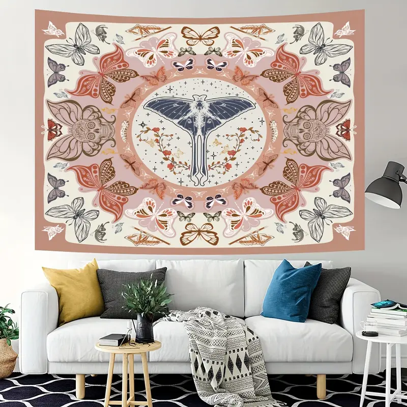 Aesthetic Butterflies And Skull Tapestry For Bedroom And Home