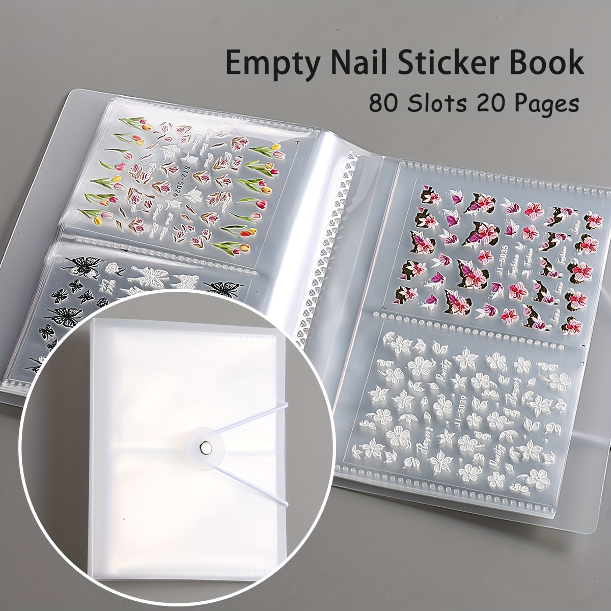 84 Slots Portable Nail Art Sticker Storage Book, 1pc Clear Nail