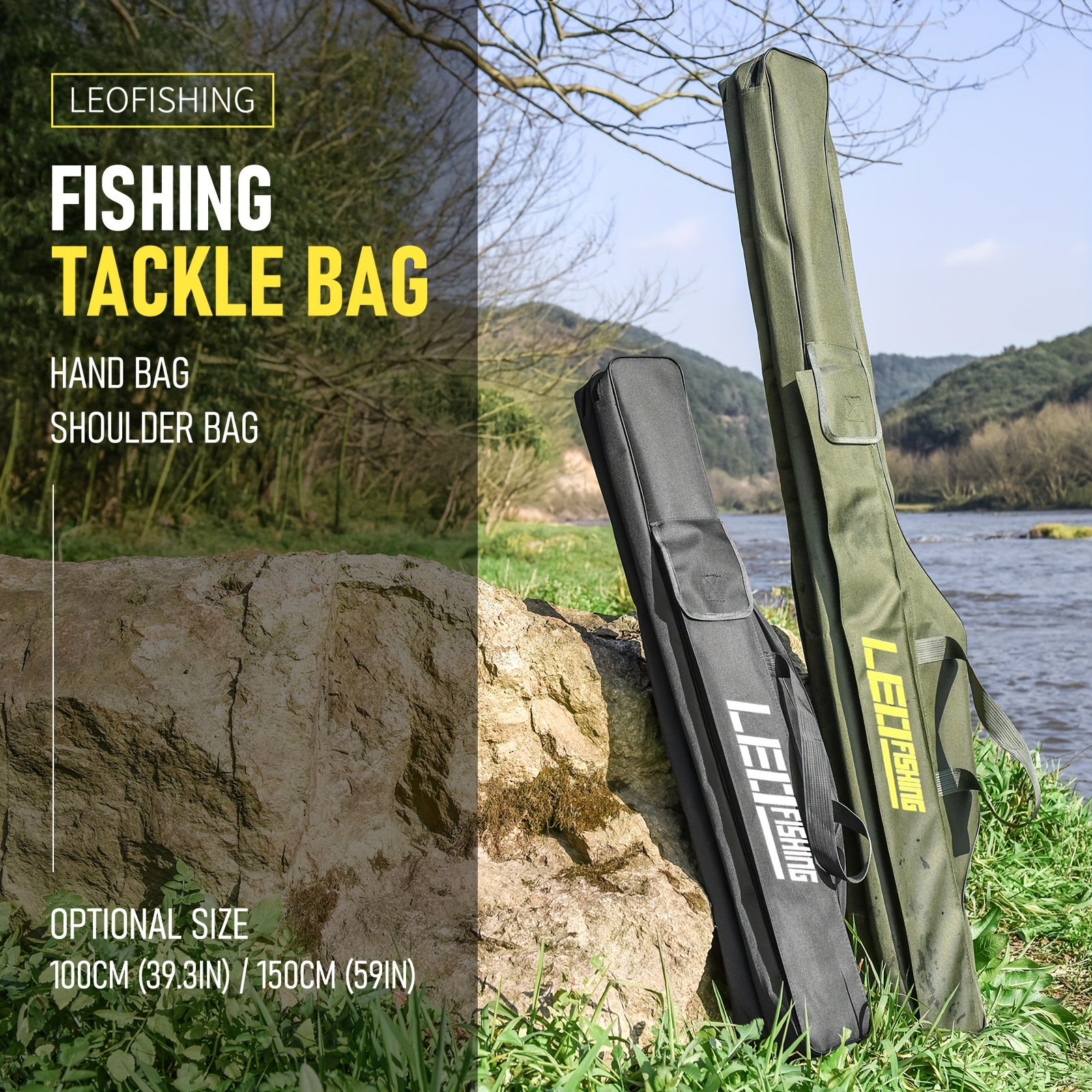 LEOFISHING Fishing Tackle Storage Bag 130cm/4.27ft Portable Fishing Rod  Reel Organizer Fishing Pole Gear Tool Cases Carrier Two Layer Durable  Oxford