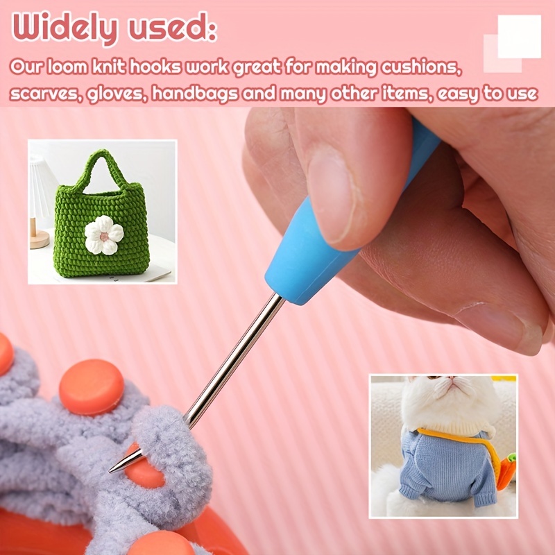 Willbond 12 Sets Loom Knit Hook Crochet Knitting Loom Hooks with